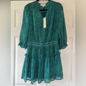 Pinch Brand- Debbie Dotted Ruffle 3/4 Dress- Jade Green